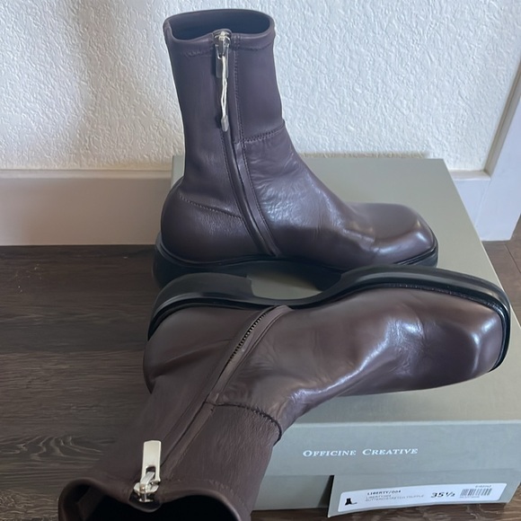 🔺NIB Liberty stretch leather square toe Boots red brown truffle - Picture 9 of 16